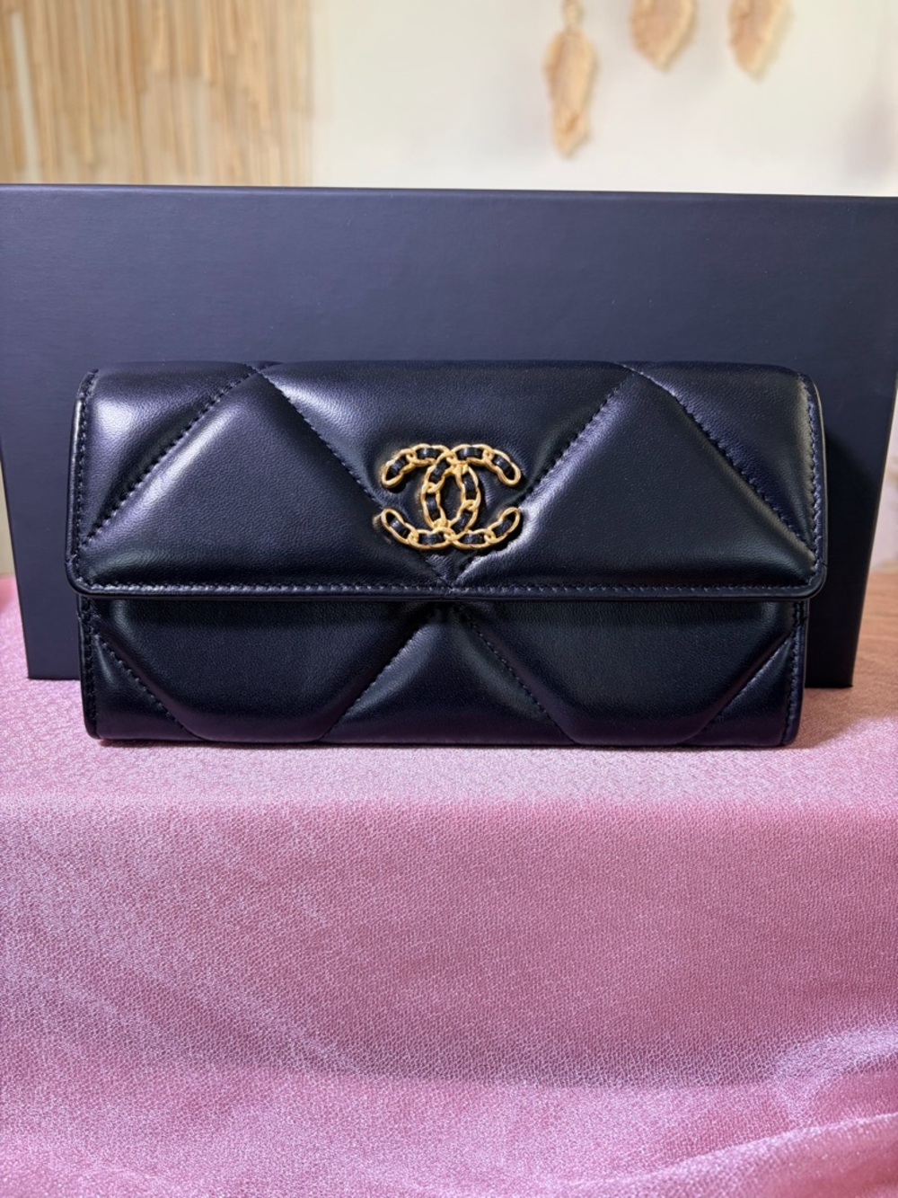 Chanel 19 Long Wallet - Lambskin - Black with Gold Hardware